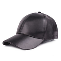 Classic Black PU Leather Baseball Cap