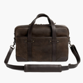 Vintage Dark Brown Leather-Look Laptop Briefcase