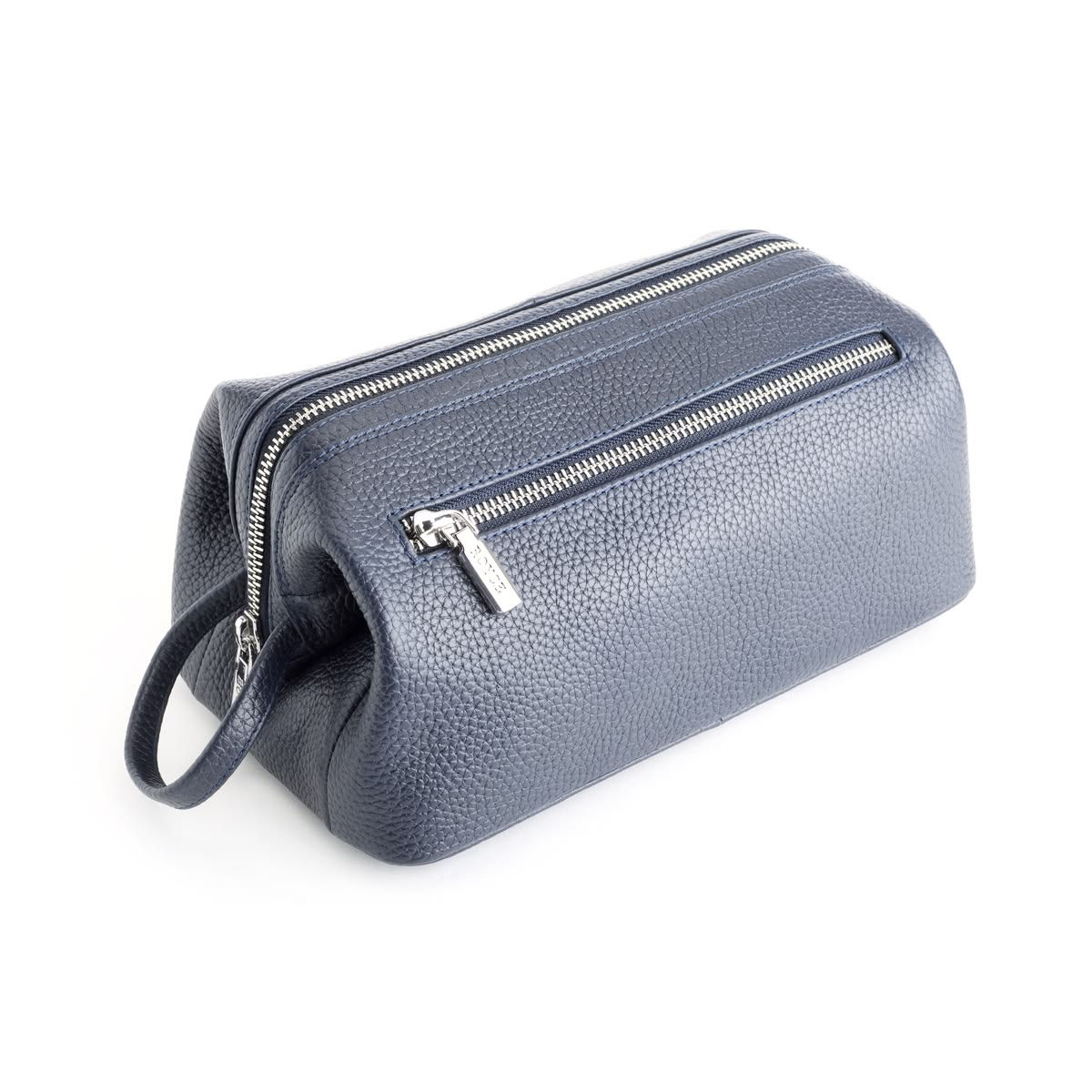 Navy Blue Leather-Look Toiletry Bag