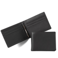 Black Leather-Look Bifold Money Clip Wallet